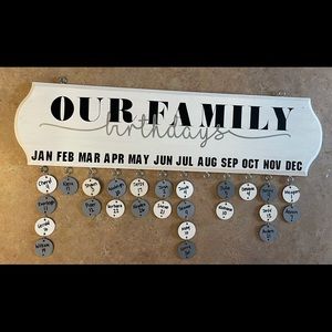 Family Birthdays sign